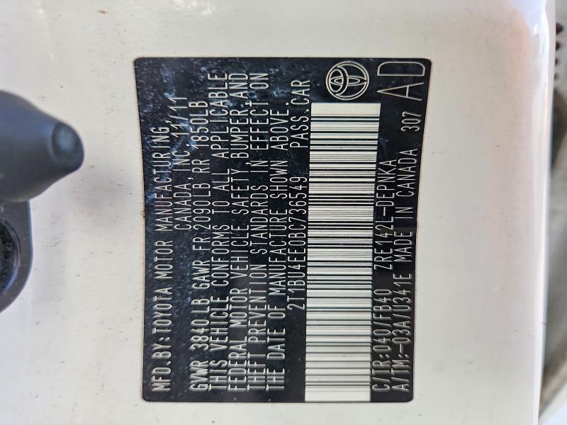 61780476 :رقم المزاد ، 2T1BU4EE0BC736549 vin ، 2011 Toyota Corolla مزاد بيع