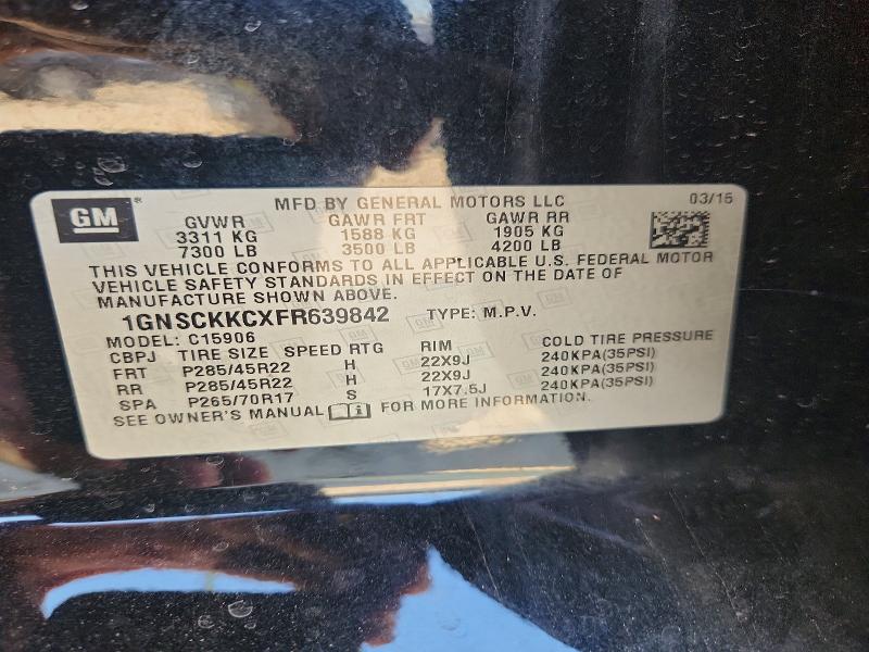 Продажа на аукционе авто 2015 Chevrolet Suburban, vin: 1GNSCKKCXFR639842, номер лота: 61698906
