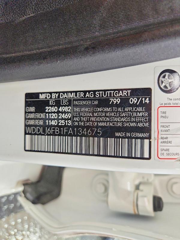 60391126 :رقم المزاد ، WDDLJ6FB1FA134675 vin ، 2015 Mercedes-benz Cls مزاد بيع