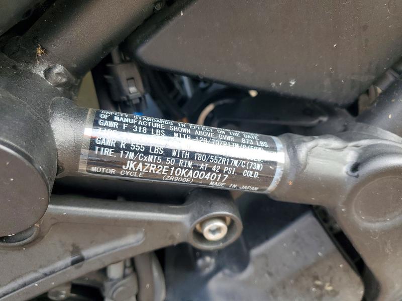 2019 Kawasaki Zr900 მანქანა იყიდება აუქციონზე, vin: JKAZR2E10KA004017, აუქციონის ნომერი: 61854086