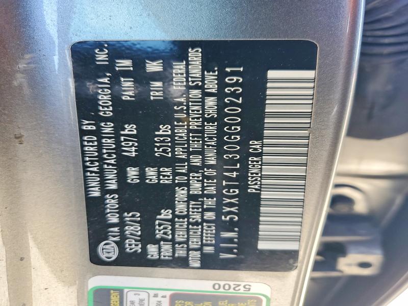 2016 Kia Optima მანქანა იყიდება აუქციონზე, vin: 5XXGT4L30GG002391, აუქციონის ნომერი: 60329956
