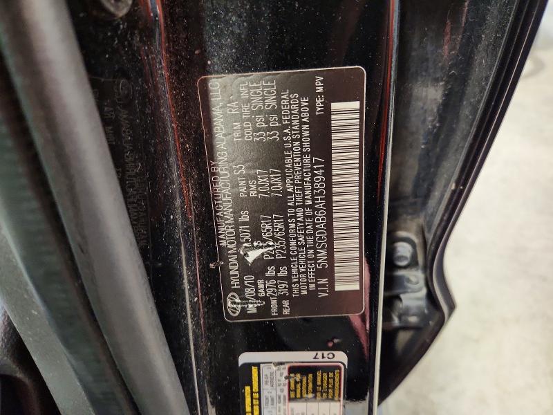 2010 Hyundai Santa Fe მანქანა იყიდება აუქციონზე, vin: 5NMSGDAB6AH389417, აუქციონის ნომერი: 59323126