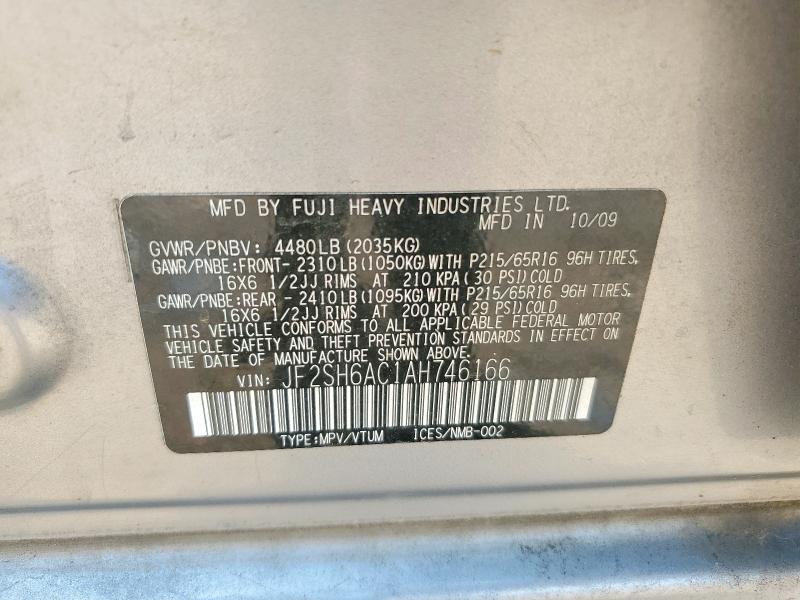 Aukcja sprzedaży 2010 Subaru Forester, vin: JF2SH6AC1AH746166, numer aukcji: 61087076