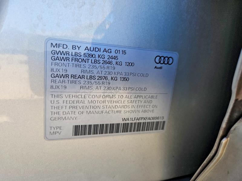 Aukcja sprzedaży 2015 Audi Q5, vin: WA1LFAFPXFA089613, numer aukcji: 63189716