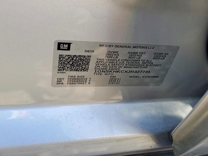 Aukcja sprzedaży 2018 Chevrolet Suburban, vin: 1GNSKHKCXJR327731, numer aukcji: 60433056
