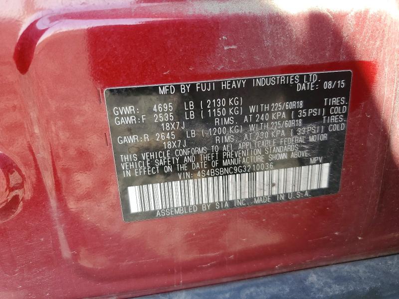 Aukcja sprzedaży 2016 Subaru Outback, vin: 4S4BSBNC9G3210036, numer aukcji: 62687406