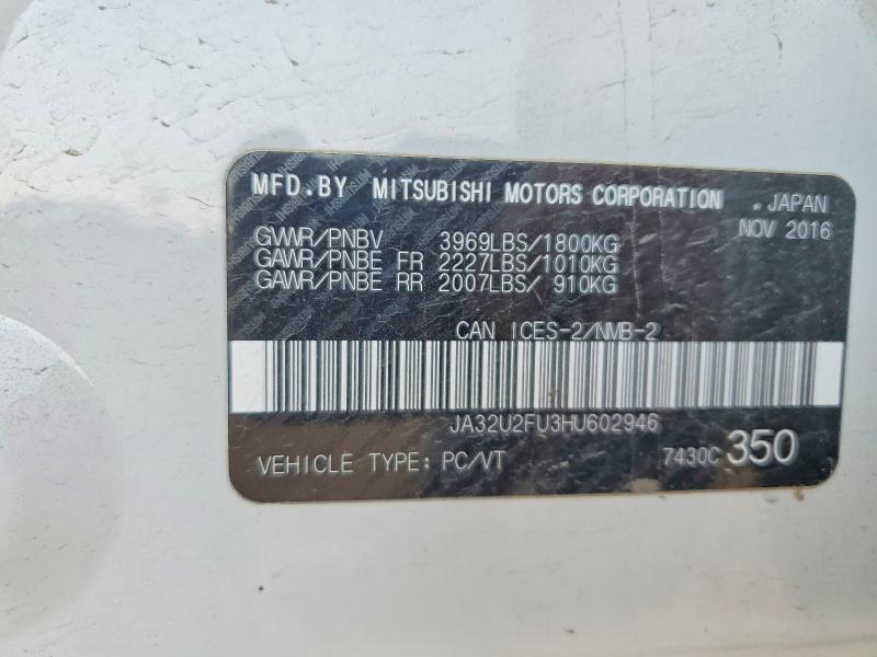Aukcja sprzedaży 2017 Mitsubishi Lancer, vin: JA32U2FU3HU602946, numer aukcji: 61578316