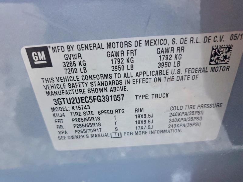 Auction sale of the 2015 Gmc Sierra, vin: 3GTU2UEC5FG391057, lot number: 61797456