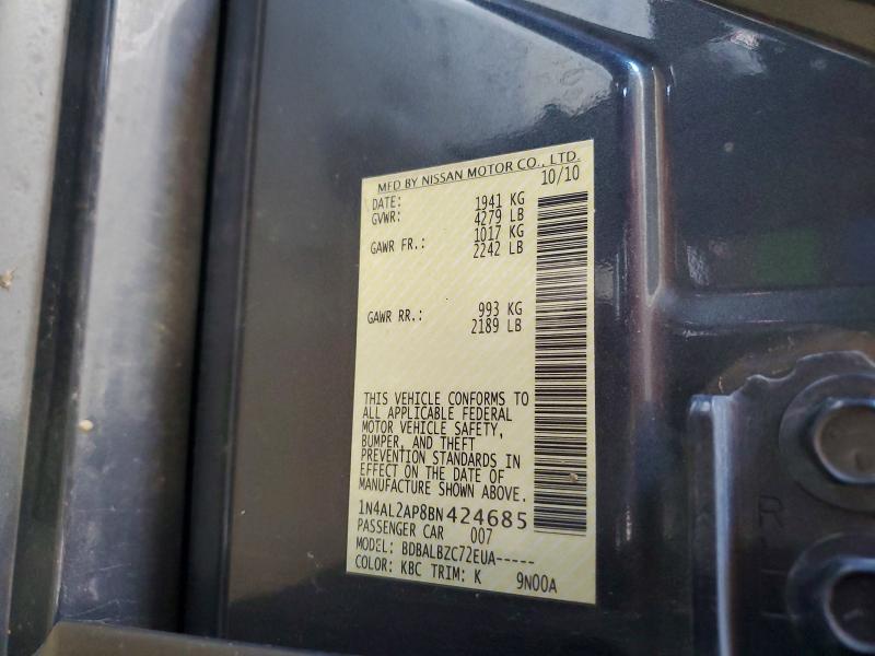2011 Nissan Altima მანქანა იყიდება აუქციონზე, vin: 1N4AL2AP8BN424685, აუქციონის ნომერი: 58637786