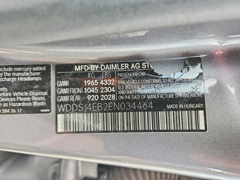 2014 Mercedes-benz Cla მანქანა იყიდება აუქციონზე, vin: WDDSJ4EB2EN034464, აუქციონის ნომერი: 62825296