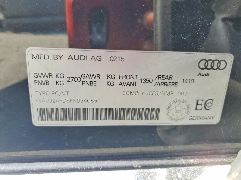 2015 Audi A8 მანქანა იყიდება აუქციონზე, vin: WAUJ2AFD5FN034085, აუქციონის ნომერი: 61695826