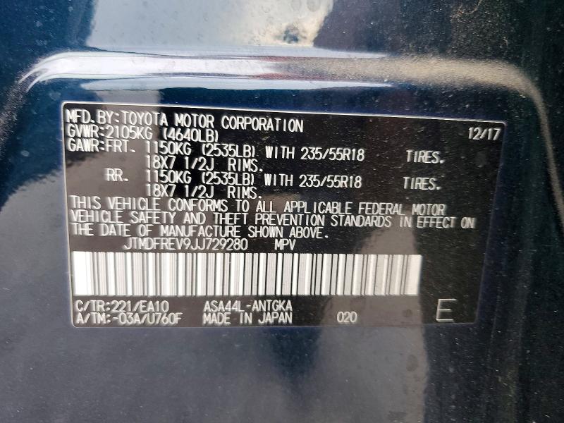 Aukcja sprzedaży 2018 Toyota Rav4, vin: JTMDFREV9JJ729280, numer aukcji: 61201536