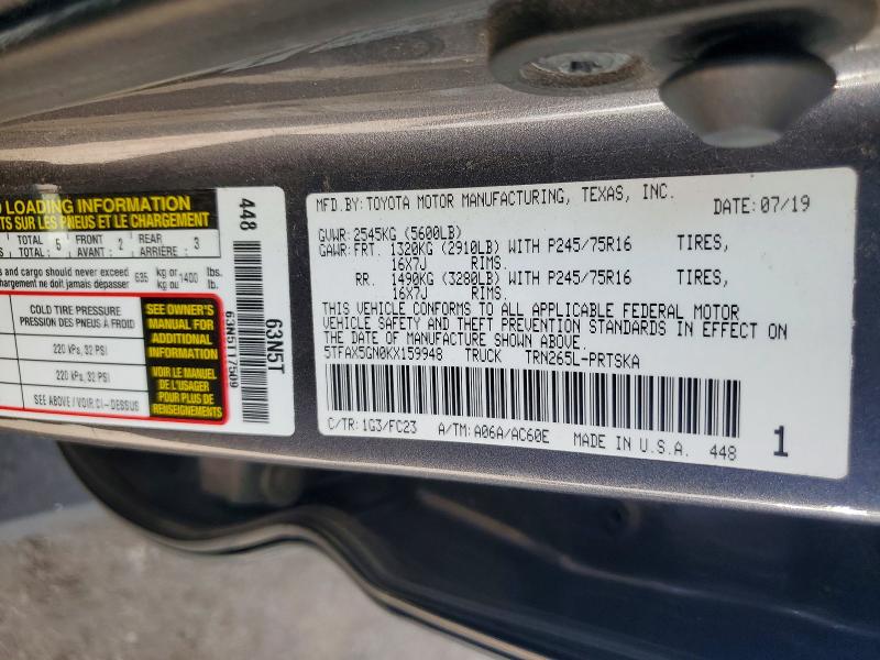 Продажа на аукционе авто 2019 Toyota Tacoma, vin: 5TFAX5GN0KX159948, номер лота: 63416966