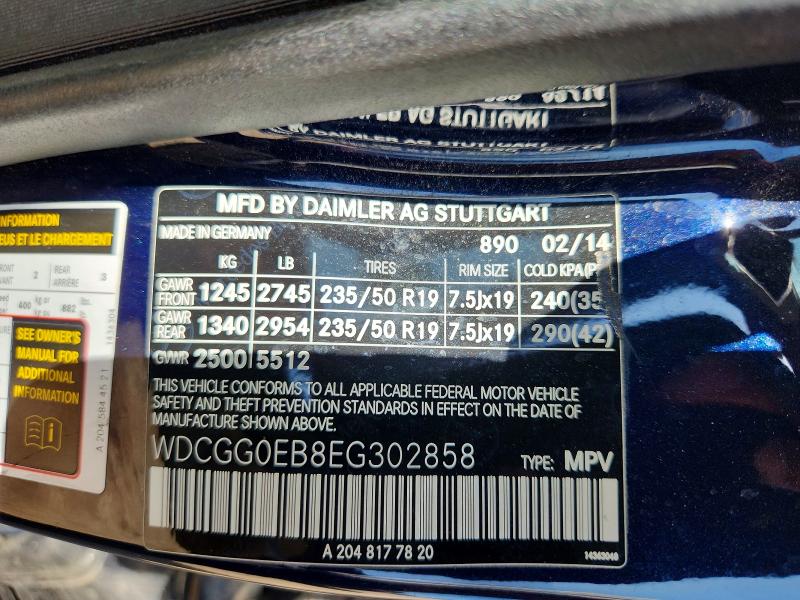 61975006 :رقم المزاد ، WDCGG0EB8EG302858 vin ، 2014 Mercedes-benz Glk مزاد بيع