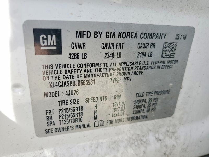Продаж на аукціоні авто 2018 Buick Encore, vin: KL4CJASB0JB665981, номер лоту: 62854936