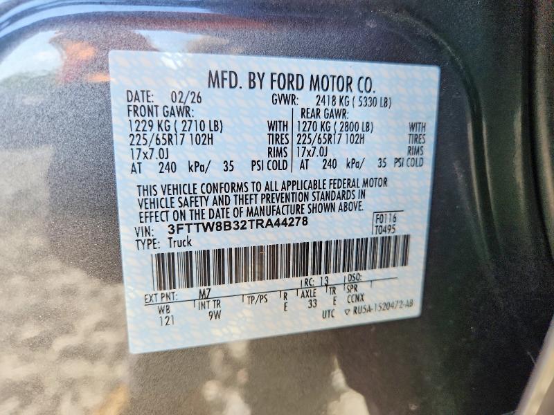 62499956 :رقم المزاد ، 3FTTW8B32TRA44278 vin ، 2026 Ford Maverick مزاد بيع