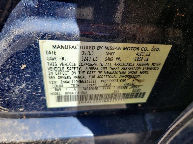 Продаж на аукціоні авто 2006 Nissan Altima, vin: 1N4AL11D36N315511, номер лоту: 59343736