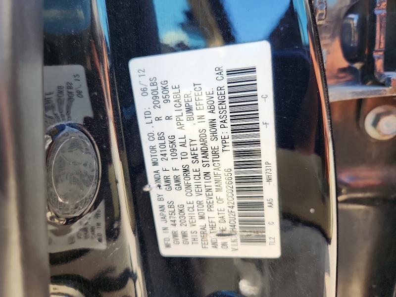 60369526 :رقم المزاد ، JH4CU2F42CC026656 vin ، 2012 Acura Tsx مزاد بيع