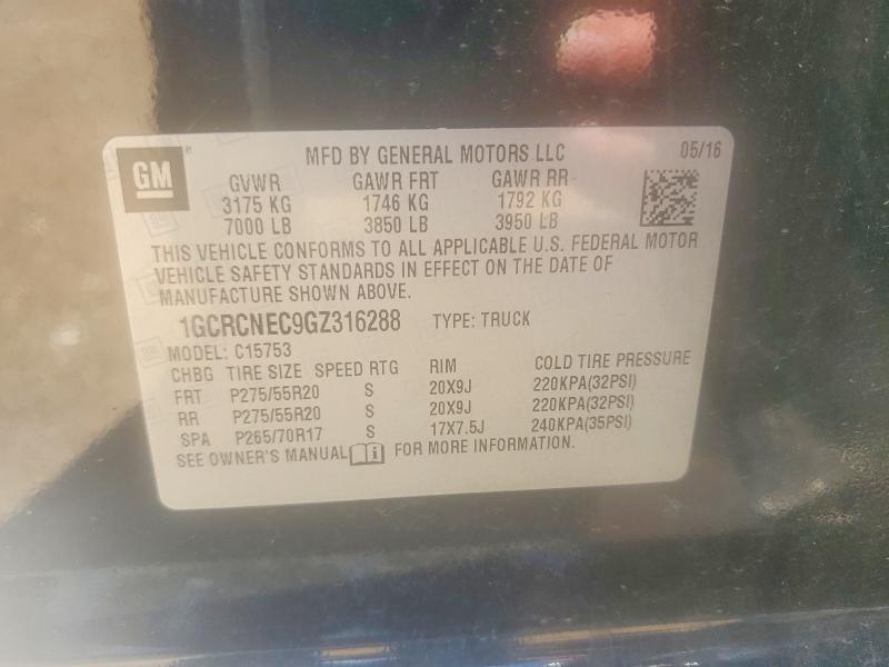 Aukcja sprzedaży 2016 Chevrolet Silverado, vin: 1GCRCNEC9GZ316288, numer aukcji: 59381796