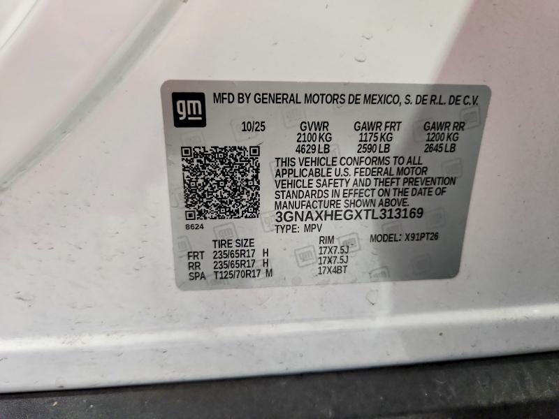 Продаж на аукціоні авто 2026 Chevrolet Equinox, vin: 3GNAXHEGXTL313169, номер лоту: 60858526