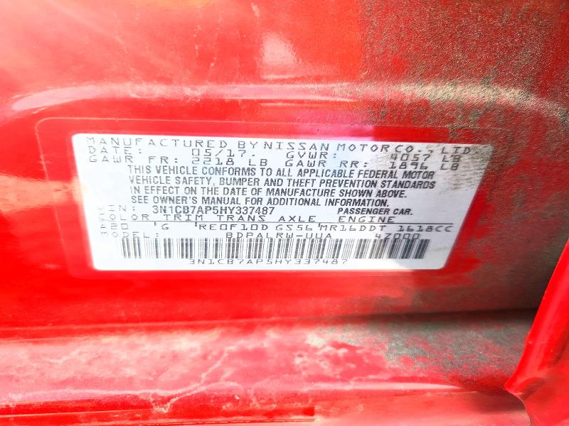 Продажа на аукционе авто 2017 Nissan Sentra, vin: 3N1CB7AP5HY337487, номер лота: 61935016