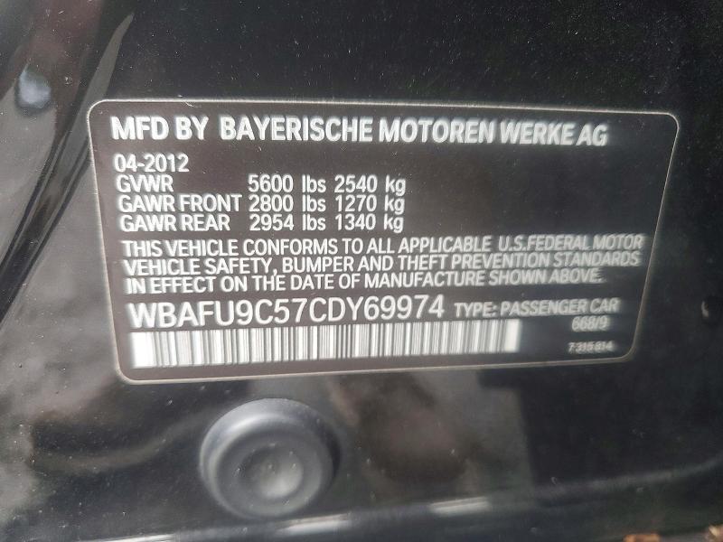 2012 Bmw 550 მანქანა იყიდება აუქციონზე, vin: WBAFU9C57CDY69974, აუქციონის ნომერი: 63218306