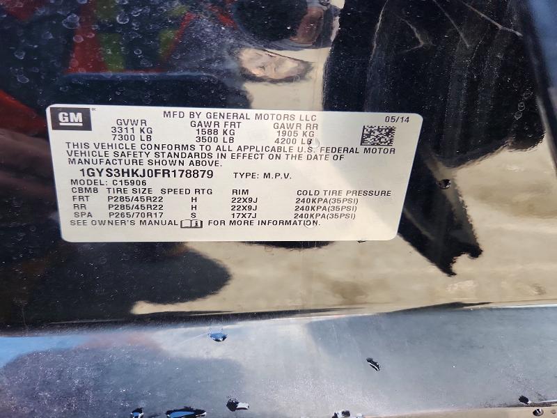 2015 Cadillac Escalade მანქანა იყიდება აუქციონზე, vin: 1GYS3HKJ0FR178879, აუქციონის ნომერი: 59658716