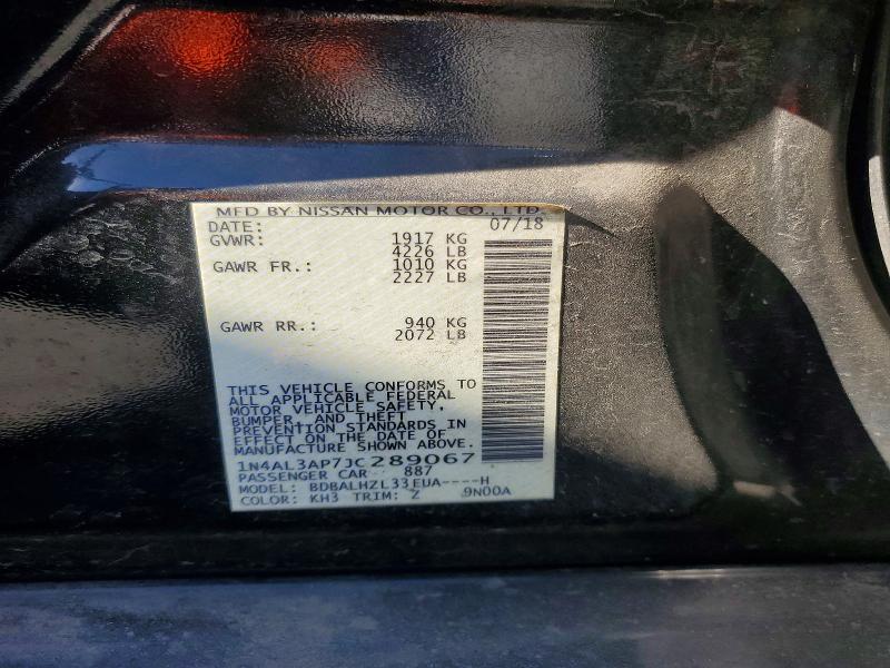 2018 Nissan Altima მანქანა იყიდება აუქციონზე, vin: 1N4AL3AP7JC289067, აუქციონის ნომერი: 62740666