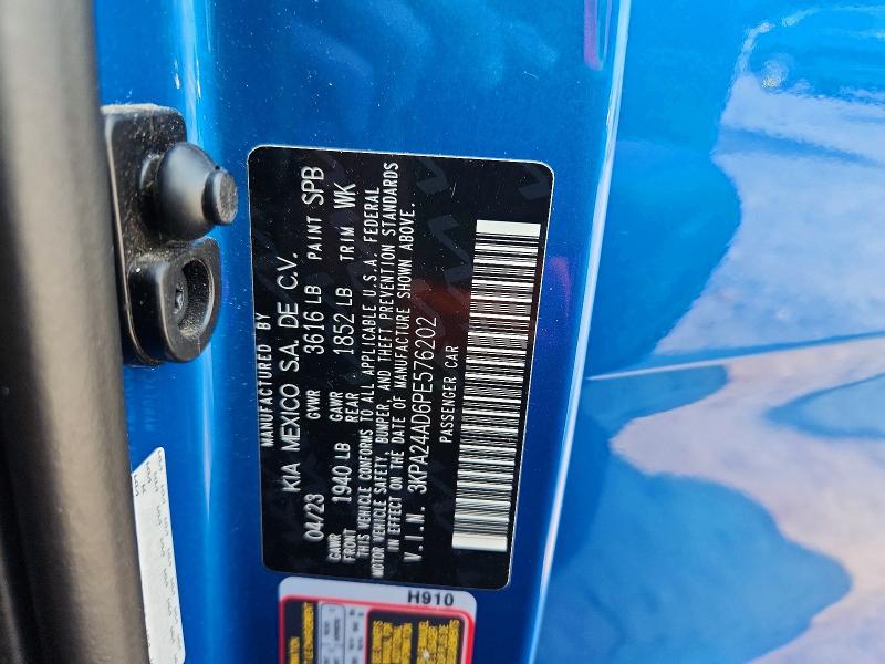 62444586 :رقم المزاد ، 3KPA24AD6PE576202 vin ، 2023 Kia Rio مزاد بيع