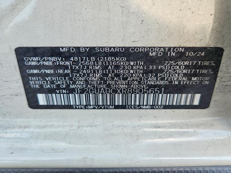 61373366 :رقم المزاد ، JF2GUADCXR8905651 vin ، 2024 Subaru Crosstrek مزاد بيع
