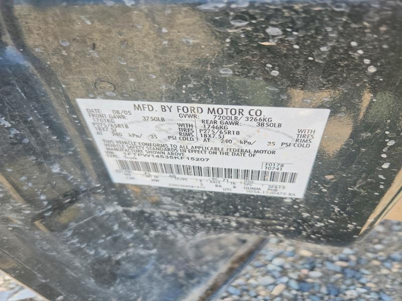 Aukcja sprzedaży 2005 Ford F150, vin: 1FTPW14535KF15207, numer aukcji: 62248316