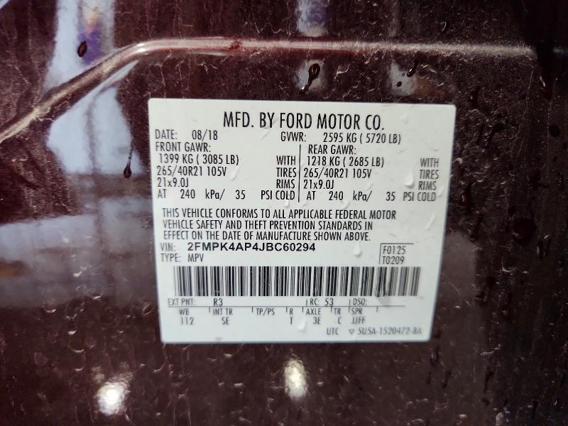 Aukcja sprzedaży 2018 Ford Edge, vin: 2FMPK4AP4JBC60294, numer aukcji: 60017606