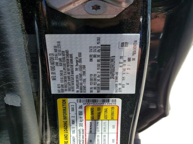 2015 Ford Fusion მანქანა იყიდება აუქციონზე, vin: 3FA6P0UU3FR139976, აუქციონის ნომერი: 61040056