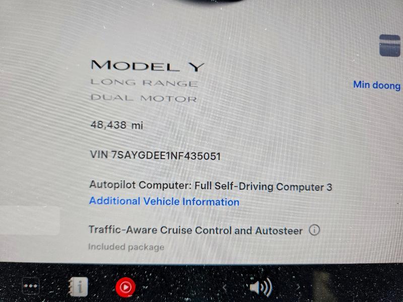 Продаж на аукціоні авто 2022 Tesla Model Y, vin: 7SAYGDEE1NF435051, номер лоту: 59188396