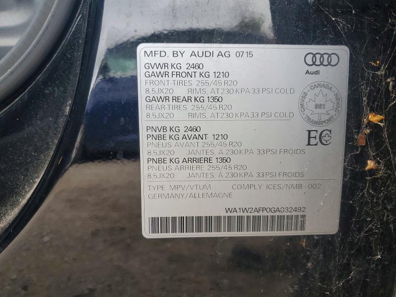 Продажа на аукционе авто 2016 Audi Q5, vin: WA1W2AFP0GA032492, номер лота: 62250476