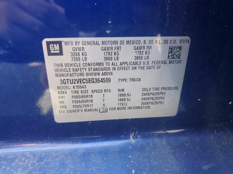 62394096 :رقم المزاد ، 3GTU2VEC5EG364509 vin ، 2014 Gmc Sierra مزاد بيع