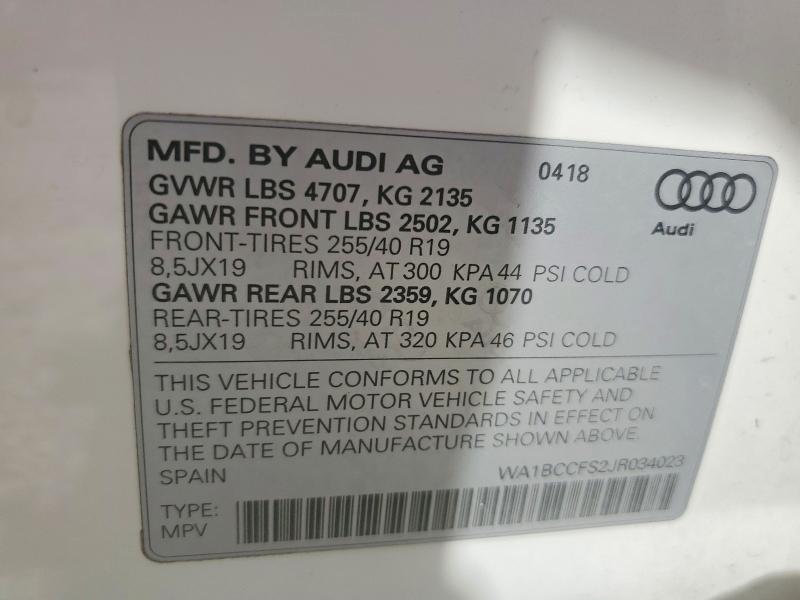 Aukcja sprzedaży 2018 Audi Q3, vin: WA1BCCFS2JR034023, numer aukcji: 60881796