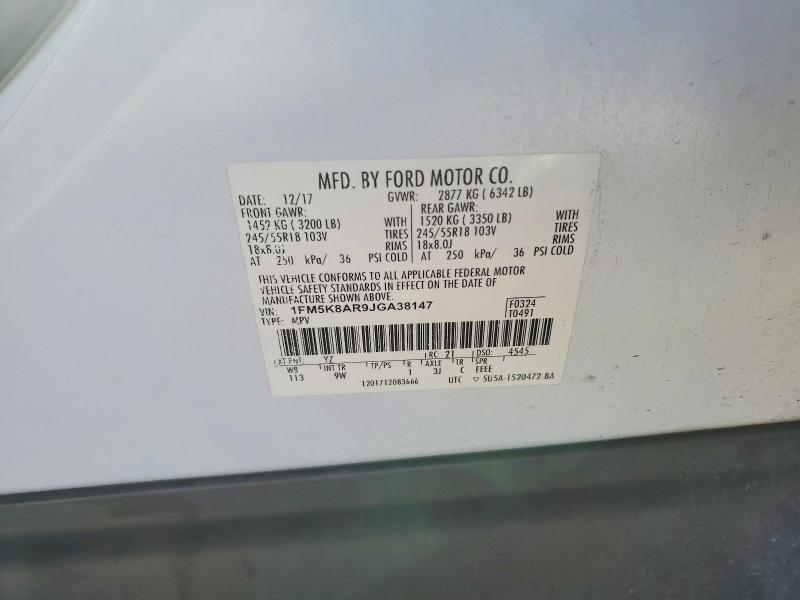 Продаж на аукціоні авто 2018 Ford Explorer, vin: 1FM5K8AR9JGA38147, номер лоту: 62007836