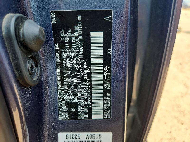Aukcja sprzedaży 2010 Toyota Sienna, vin: 5TDKK4CC2AS322833, numer aukcji: 61769926