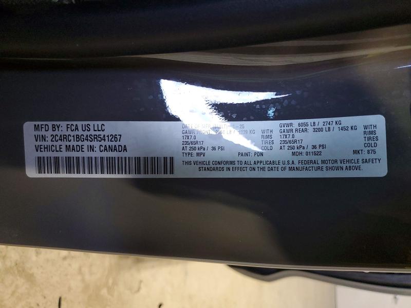 Aukcja sprzedaży 2025 Chrysler Pacifica, vin: 2C4RC1BG4SR541267, numer aukcji: 58739976