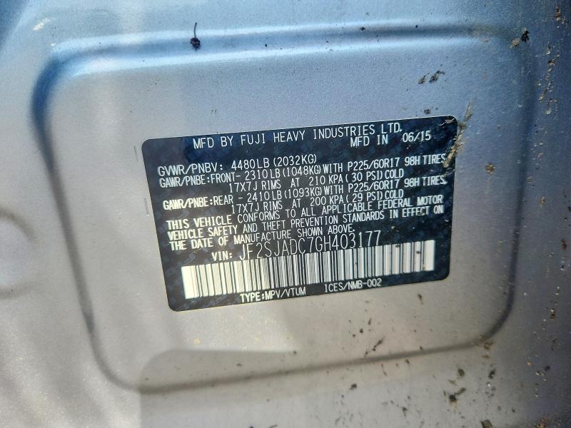 Продажа на аукционе авто 2016 Subaru Forester, vin: JF2SJADC7GH403177, номер лота: 60505456