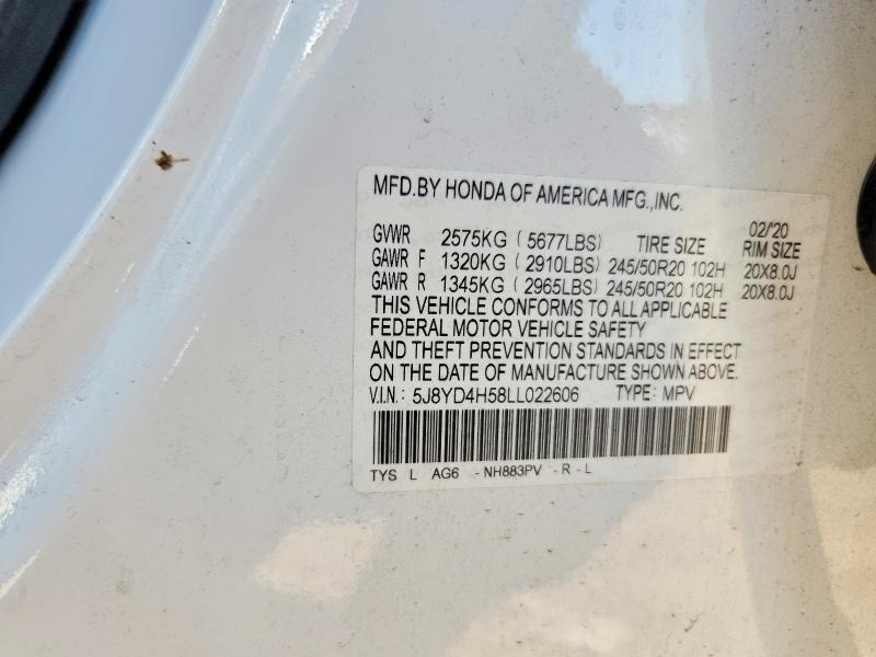 Продаж на аукціоні авто 2020 Acura Mdx, vin: 5J8YD4H58LL022606, номер лоту: 60562056