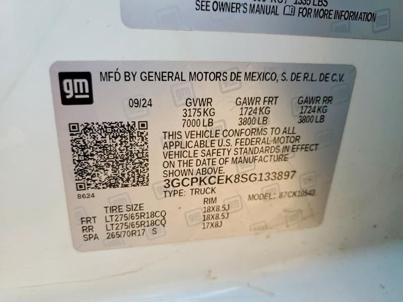 Aukcja sprzedaży 2025 Chevrolet Silverado, vin: 3GCPKCEK8SG133897, numer aukcji: 62827986