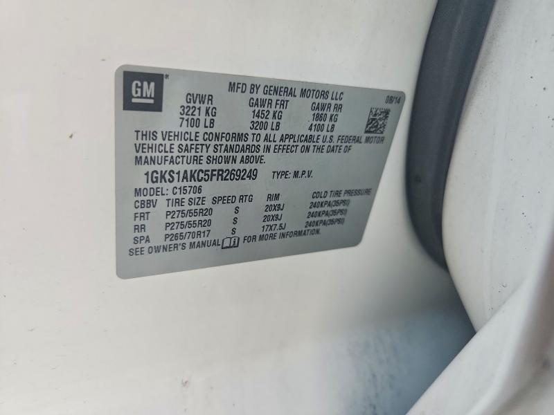 Aukcja sprzedaży 2015 Gmc Yukon, vin: 1GKS1AKC5FR269249, numer aukcji: 61903376