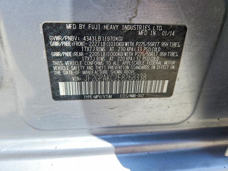 Продаж на аукціоні авто 2014 Subaru Xv Crosstrek, vin: JF2GPAKC2E8268338, номер лоту: 62819986