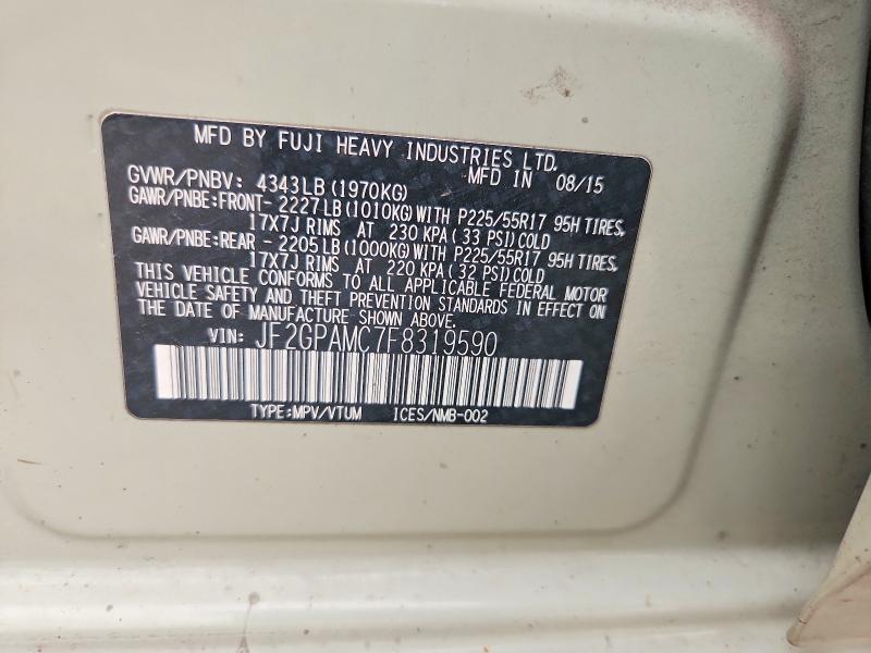 Продаж на аукціоні авто 2015 Subaru Xv Crosstrek, vin: JF2GPAMC7F8319590, номер лоту: 61365786