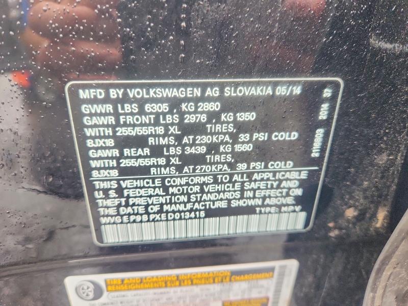 Продаж на аукціоні авто 2014 Volkswagen Touareg, vin: WVGEP9BPXED013415, номер лоту: 59130476