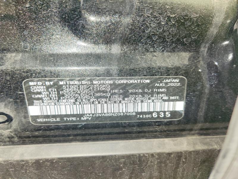 2022 Mitsubishi Outlander მანქანა იყიდება აუქციონზე, vin: JA4J3VA86NZ087008, აუქციონის ნომერი: 61598466