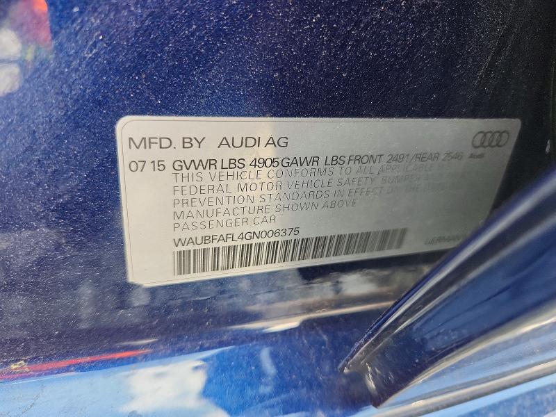 2016 Audi A4 მანქანა იყიდება აუქციონზე, vin: WAUBFAFL4GN006375, აუქციონის ნომერი: 61590996