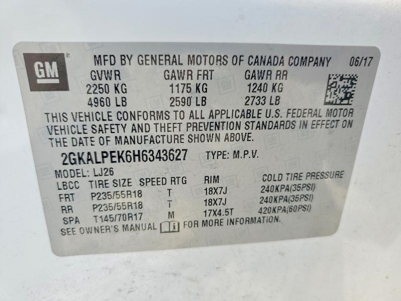 Продаж на аукціоні авто 2017 Gmc Terrain, vin: 2GKALPEK6H6343627, номер лоту: 61045336